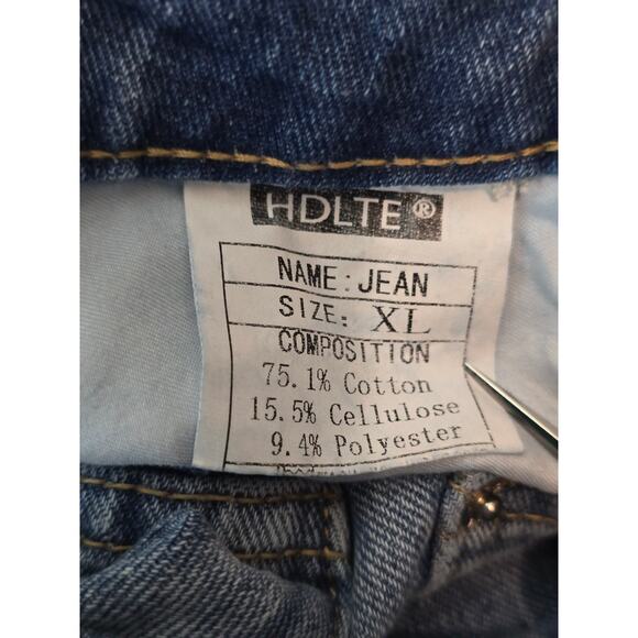 HDLTE Whiskering Wide Leg Jeans High Waist Baggy Women's XL - Picture 4 of 4